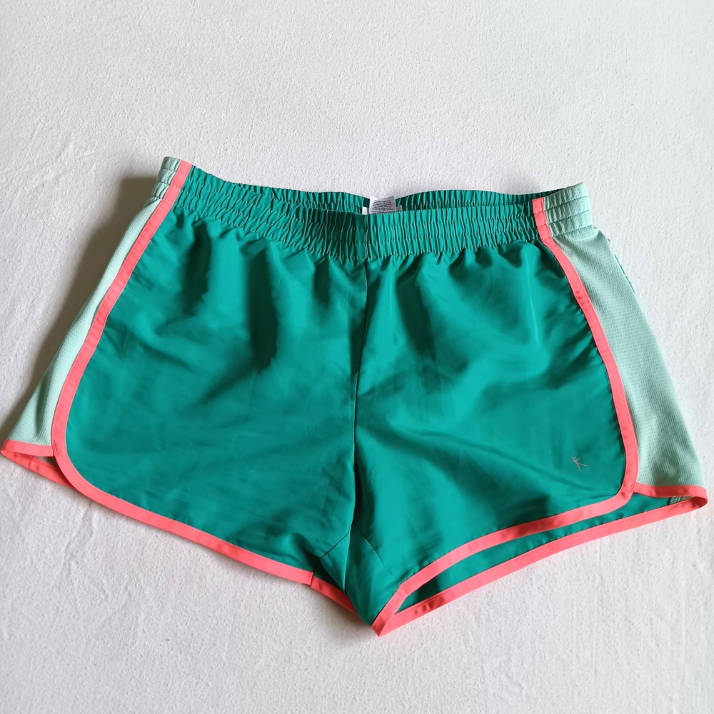 Danskin Now Teal Coral Colorblock Running Athletic Shorts Size M 8-10